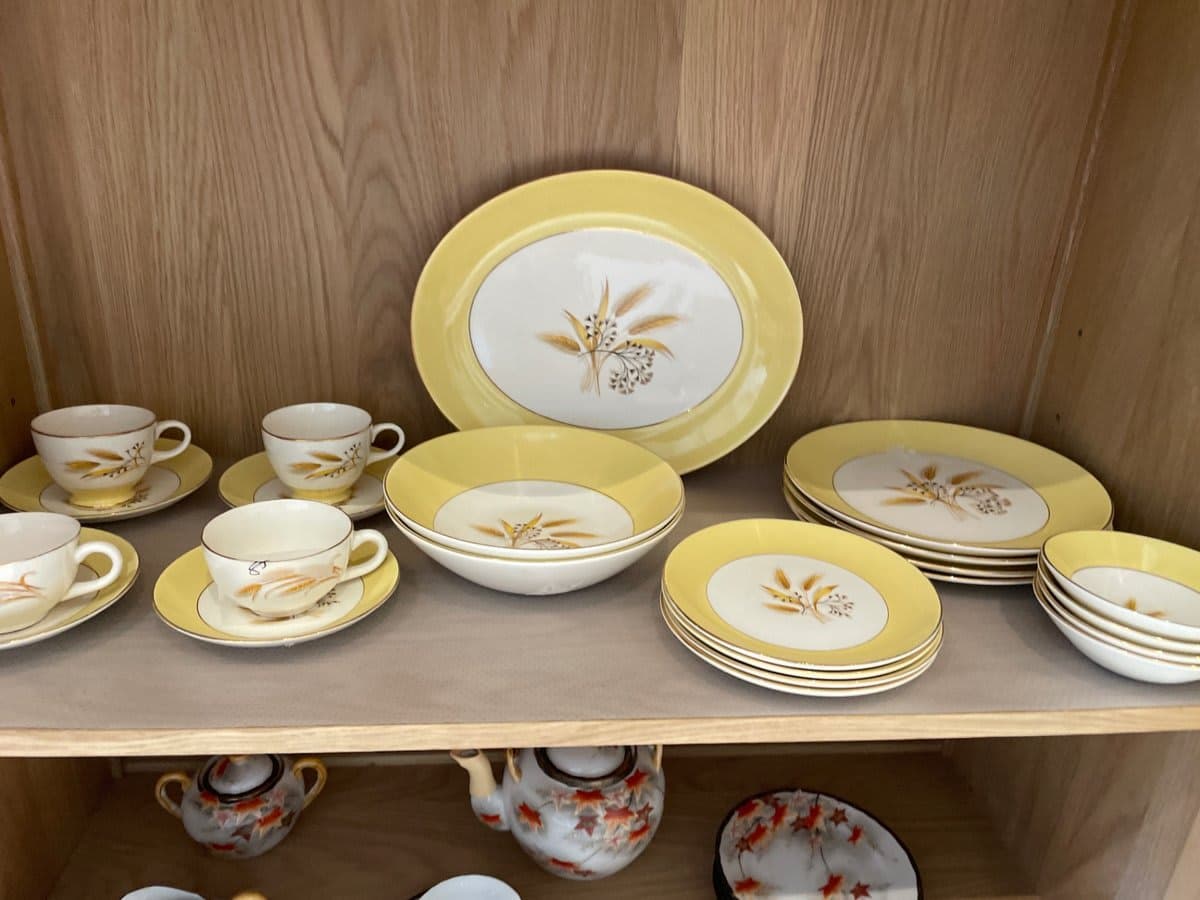 Mid-Century Yellow Wheat Pattern Dinnerware Set - photo 1