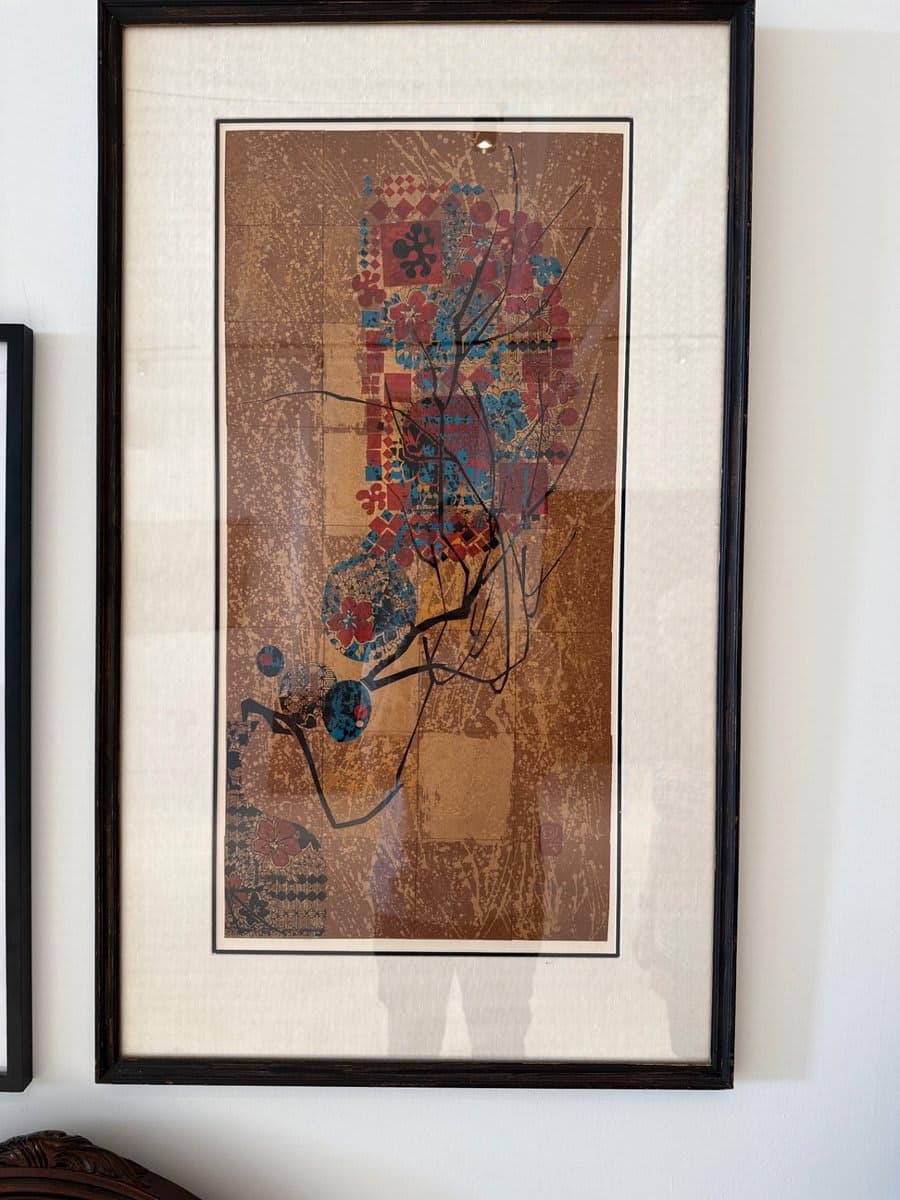 Mid-Century Modern Abstract Serigraph Print — Framed