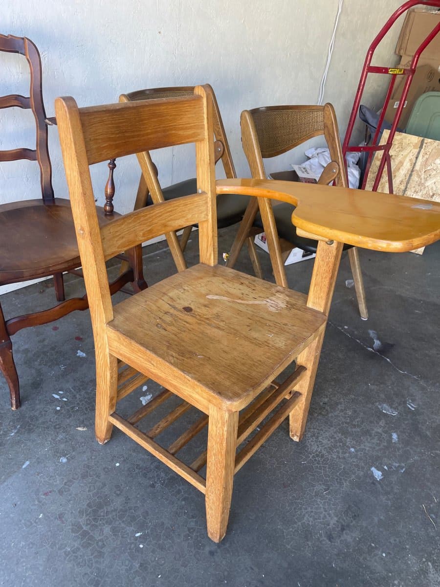 As Is. Antique American School Desk Chair Chair Natural wood color