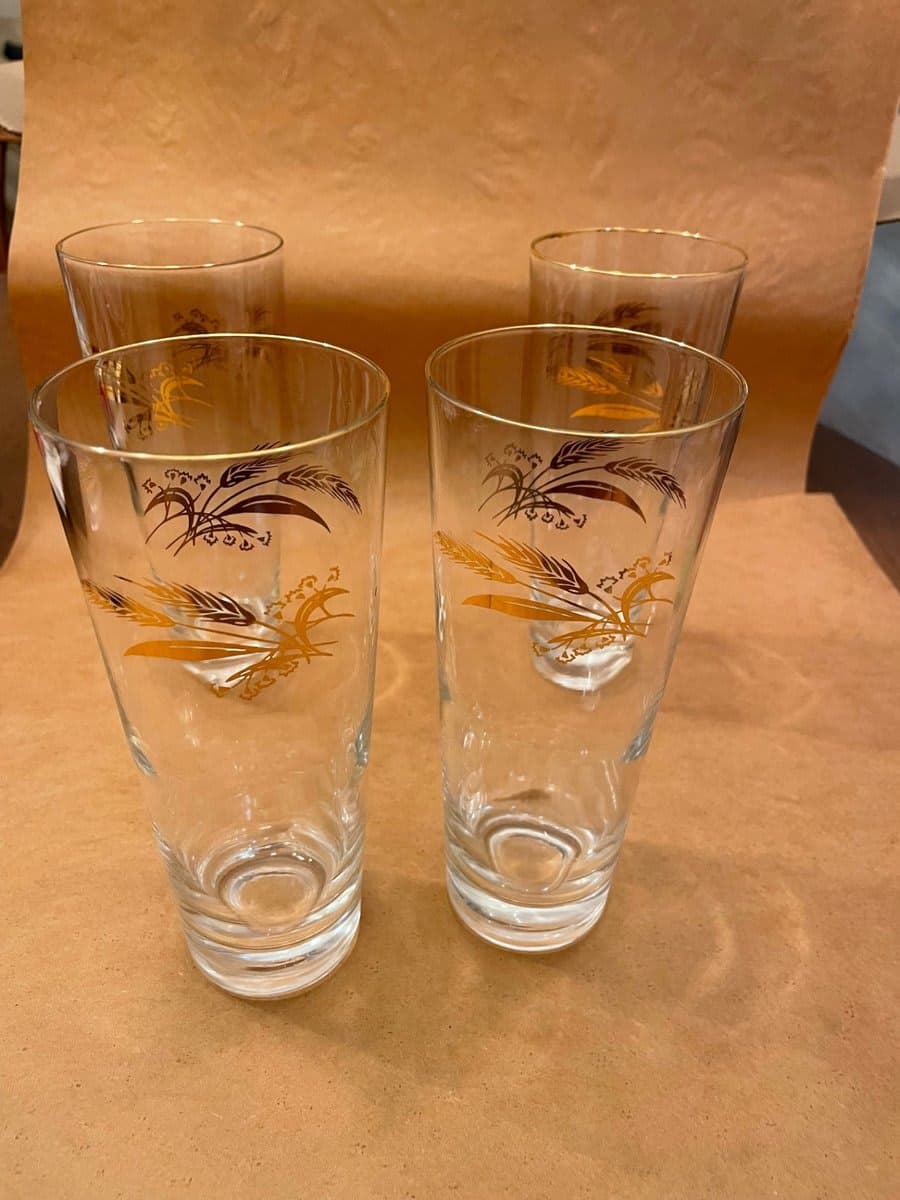 Vintage Wheat Pattern Tall Drinking Glasses Set of 4 - photo 1