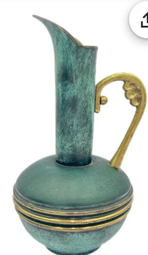 60’s vase Oppenheim, Israel, 1960s. Greco-Roman Style Bronze Ewer Pitcher Vase