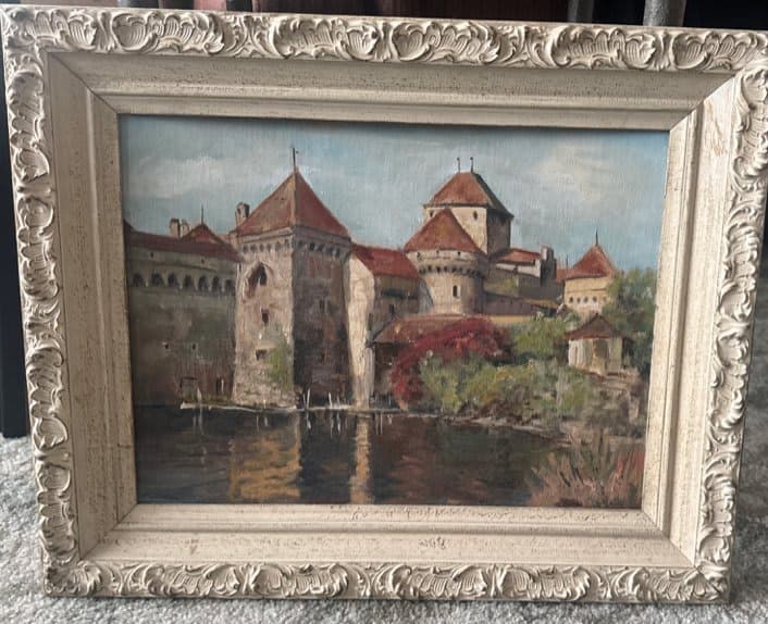 vintage 50's oil landscape