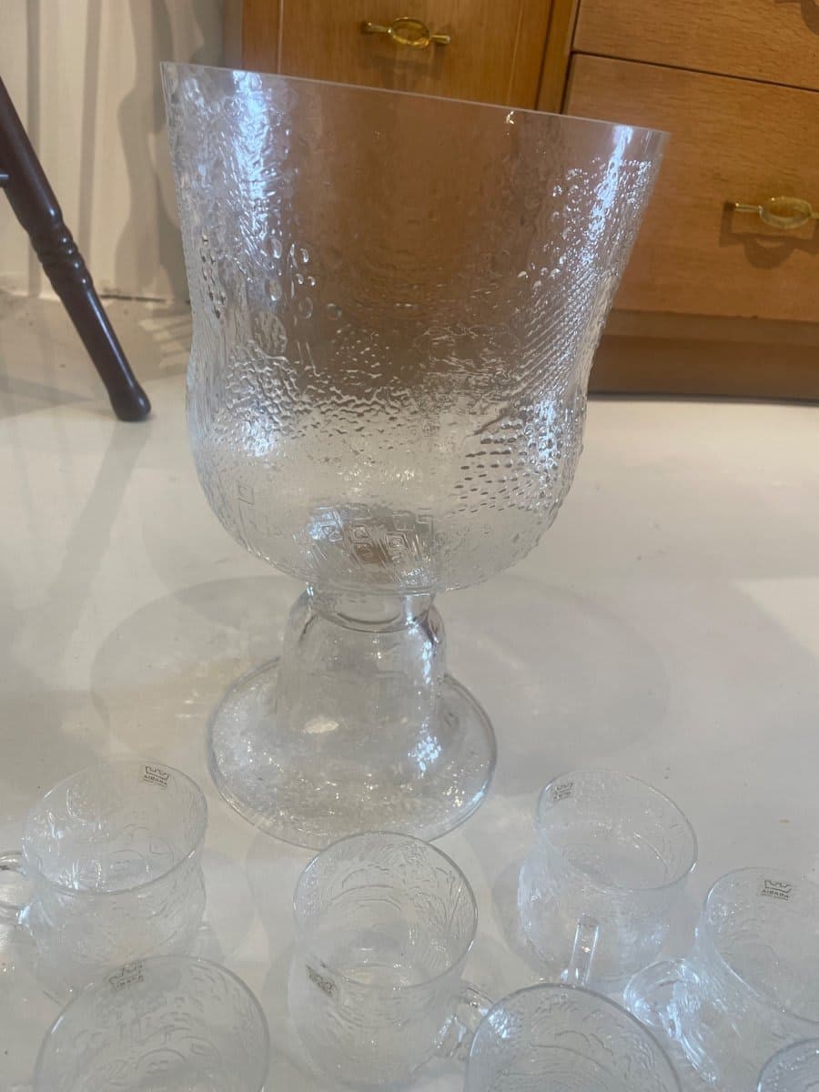 Arabia Denmark Finland vintage pressed glass tall