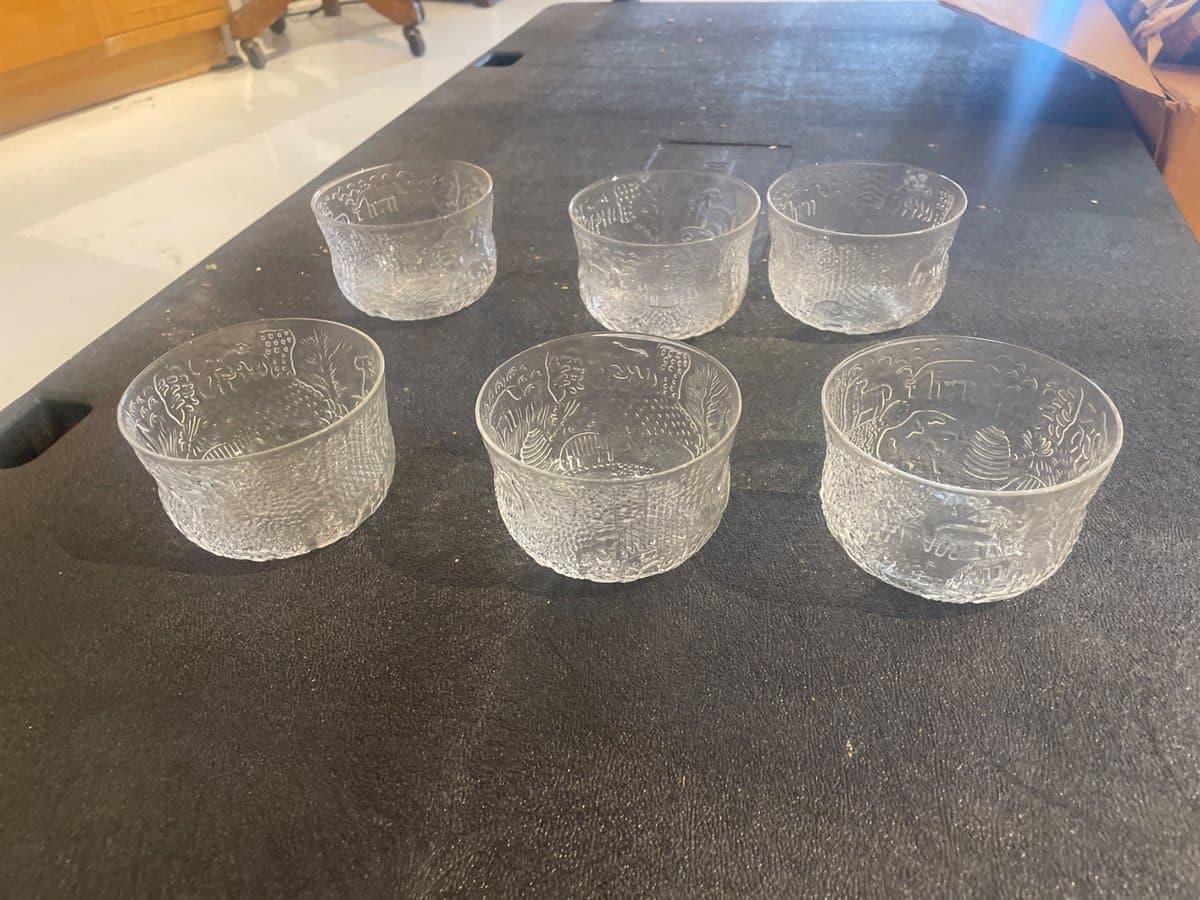 ARABIA Danish Finland press glass bowl set of six