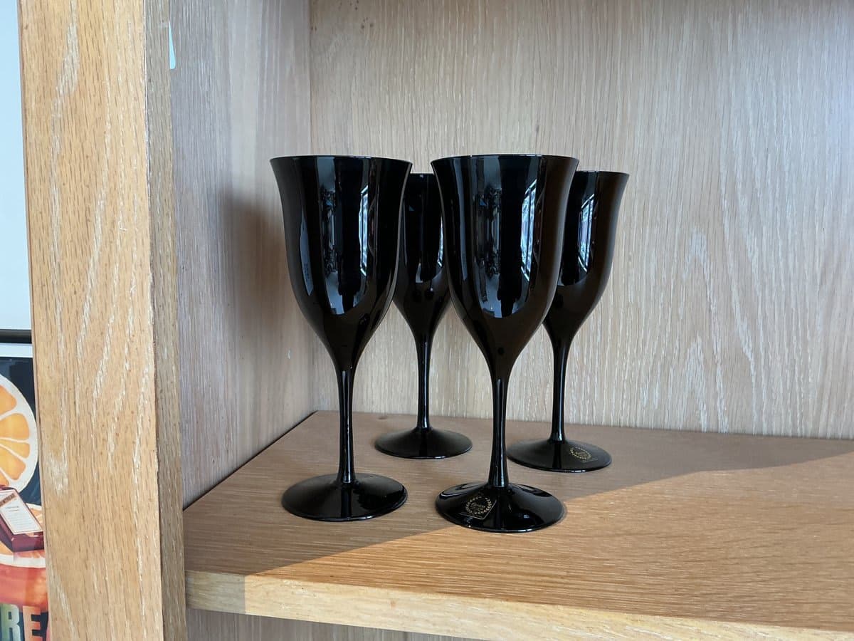 Luminarc Black Stemmed Wine Glasses Set of 4