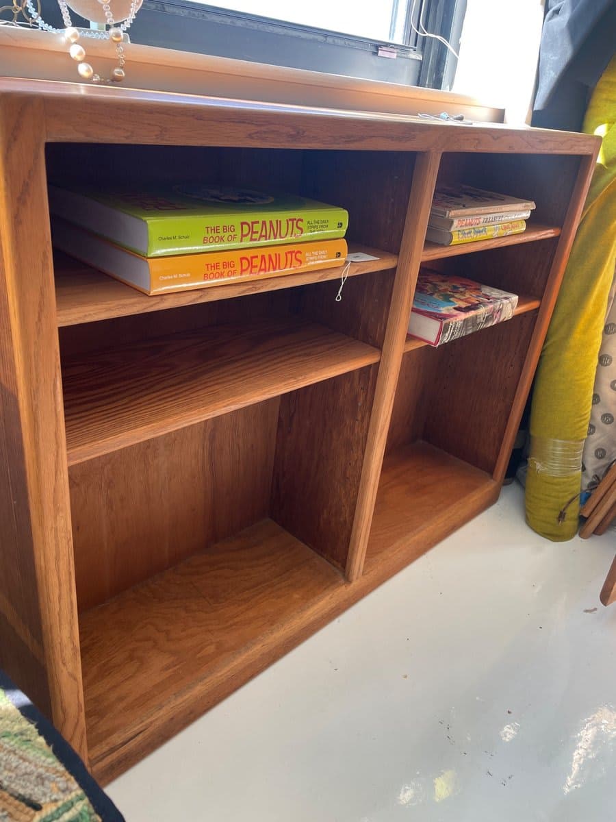 Solid Oak Two-Section Low Bookcase