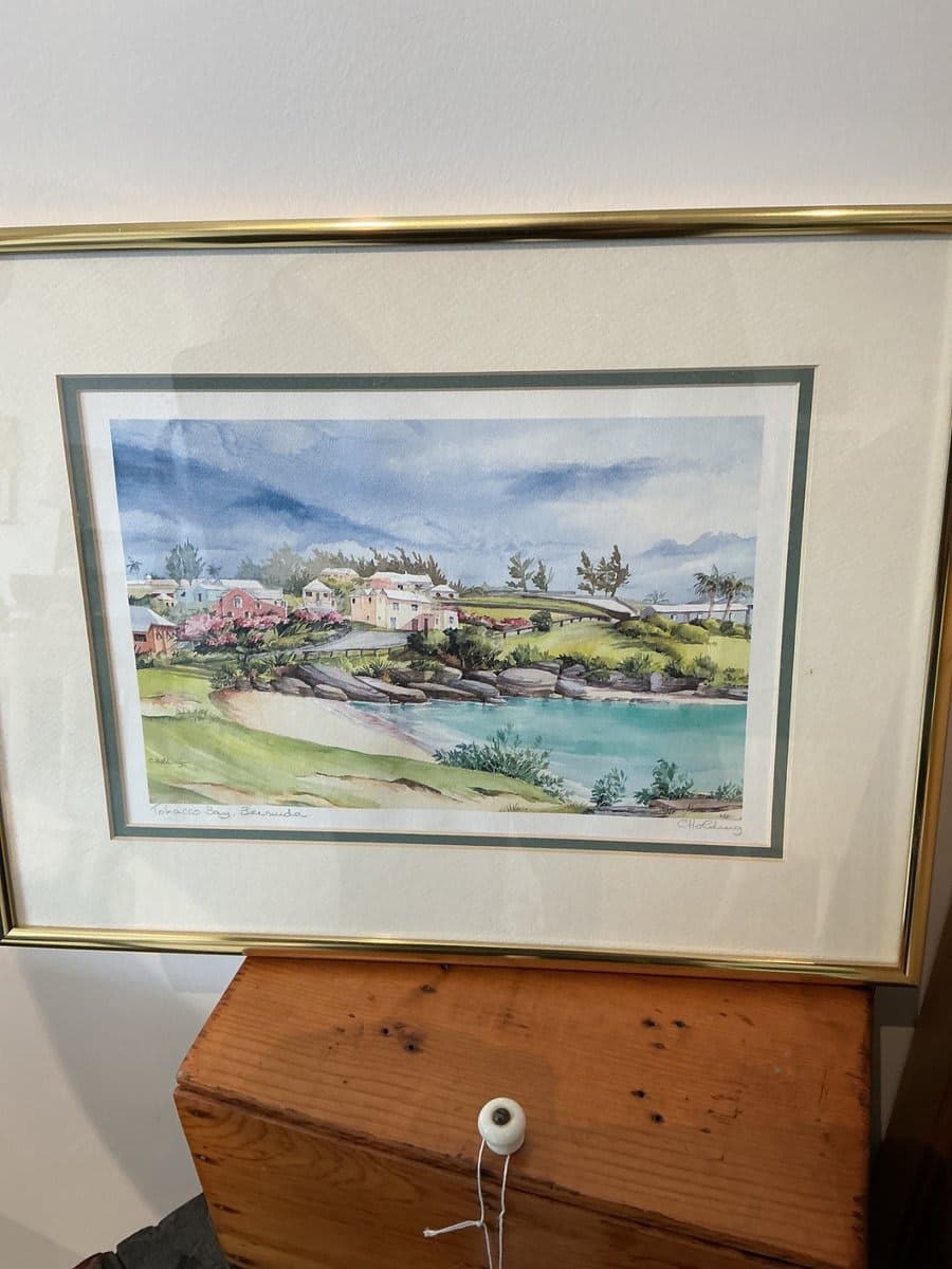 Framed Watercolor Print - Tobacco Bay, Bermuda by C. Holding