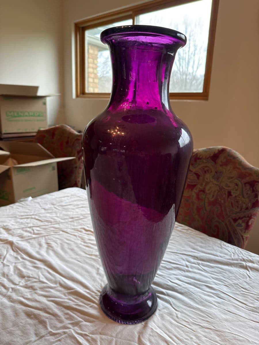 Large Amethyst Purple Art Glass Vase