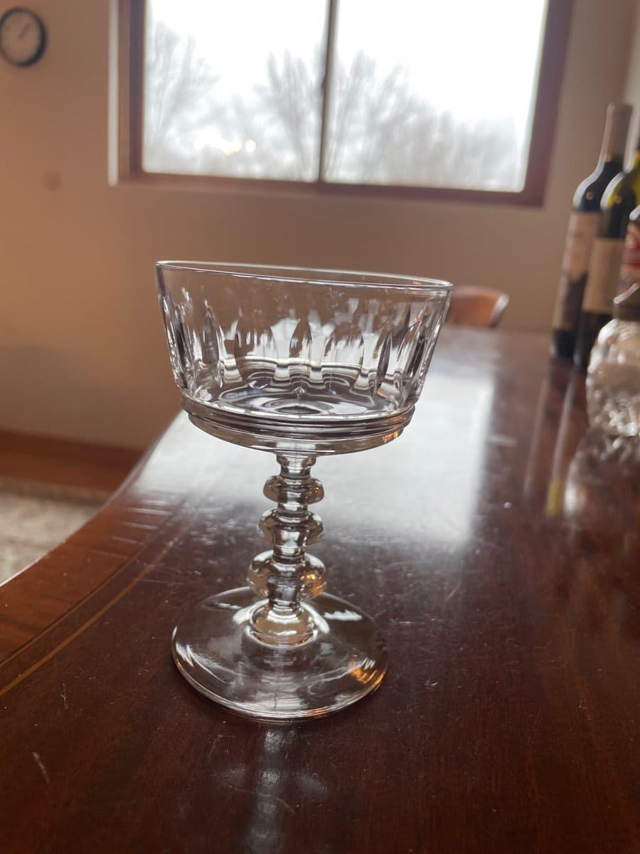 Set of 11 - Javit Cherish ut champagne glasses Coupe with Faceted Bowl and Ringed Stem