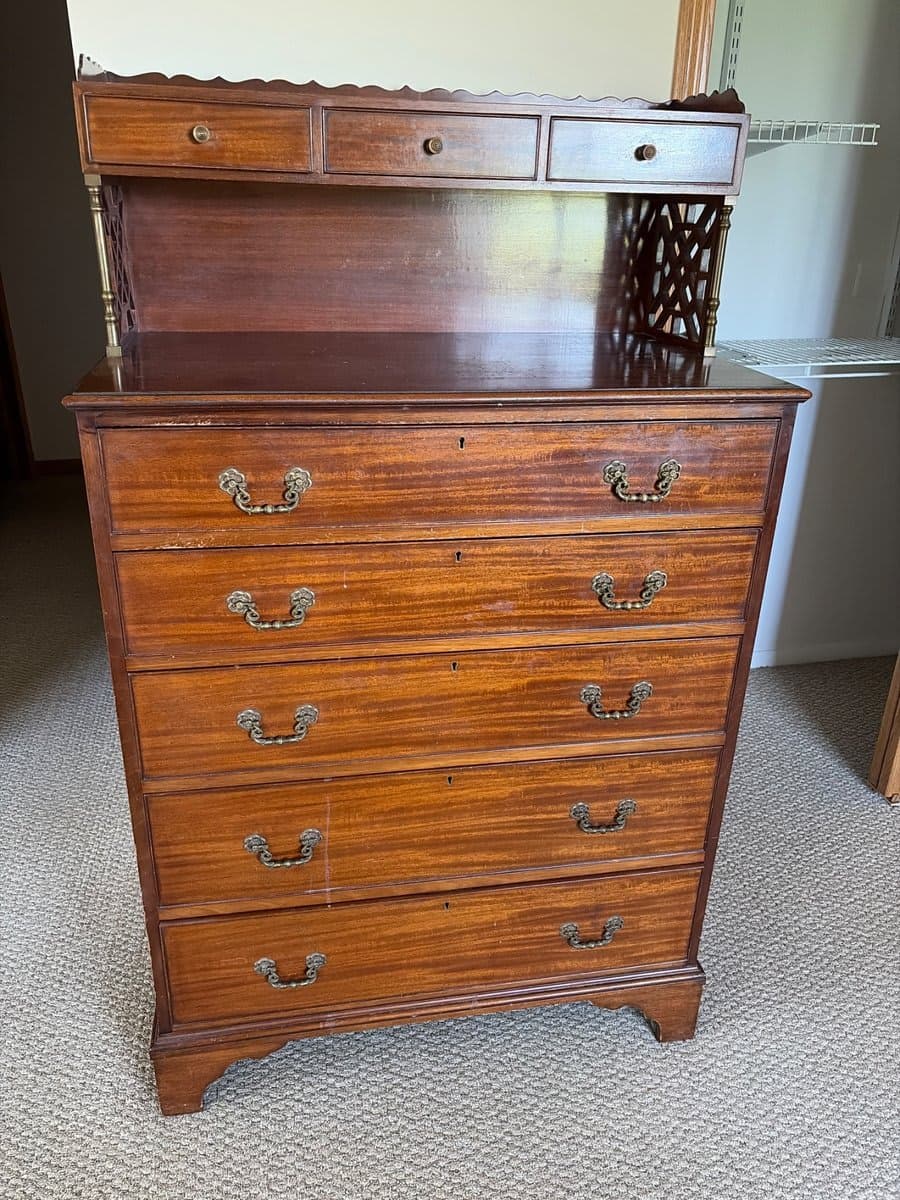Antique Mahogany Chest on Chest with Gallery Top - photo 1