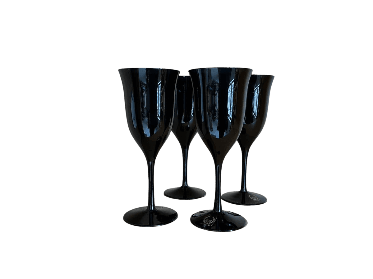 Set of 4 Carico Black Stemmed Wine Glasses Set of 4 - photo 1