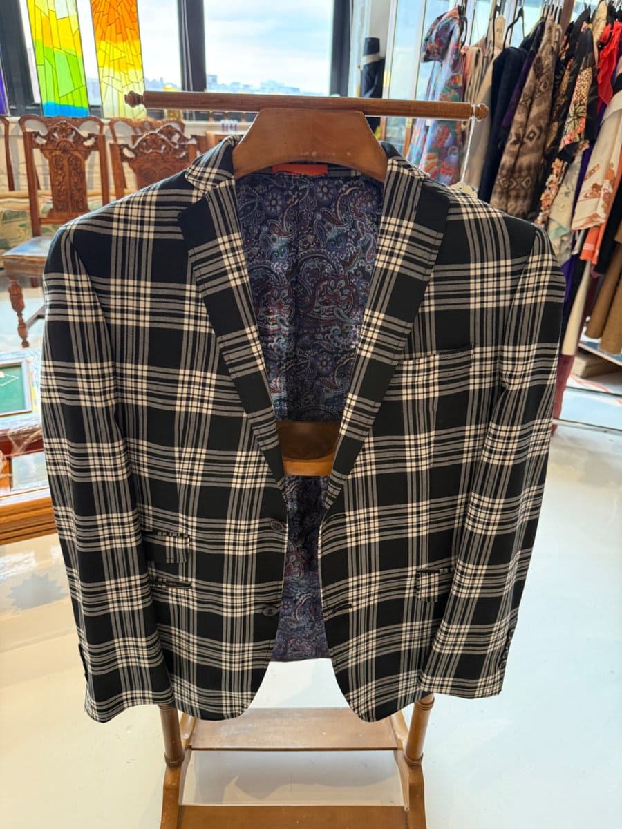 Tallia Orange Black & White Plaid Sport Coat Blazer (40/42 Slim)
