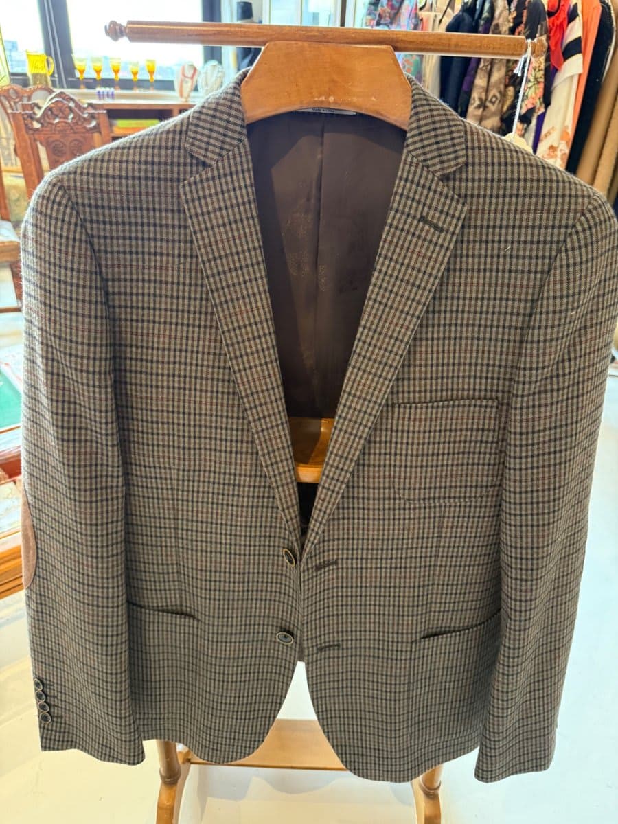 Men's Plaid Wool Blend Sport Coat / Blazer 40/42 Slim)