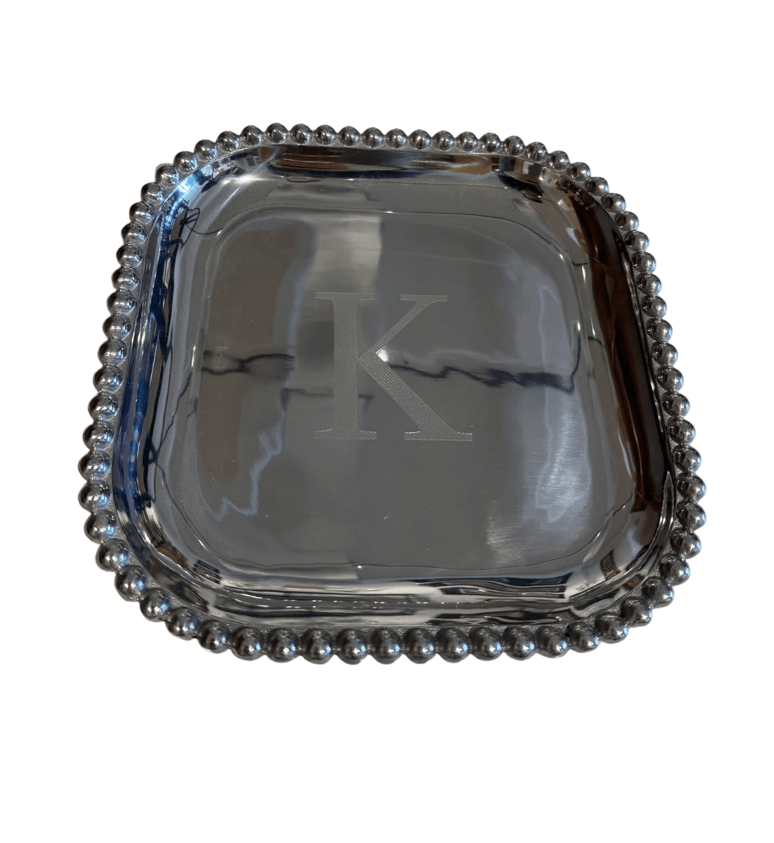 Mariposa Pearled Monogram 'K' Square Serving Bowl - photo 1
