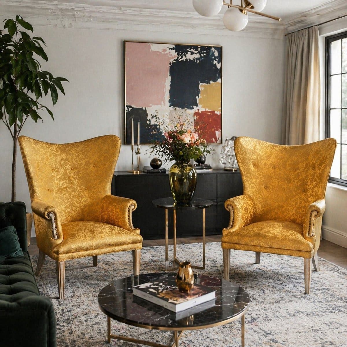 Pair of Vintage Regency Wingback Chairs