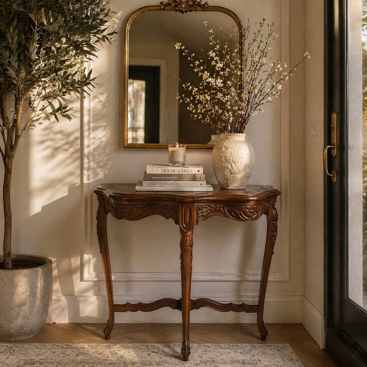 French Provincial Carved Walnut Console Table - photo 1