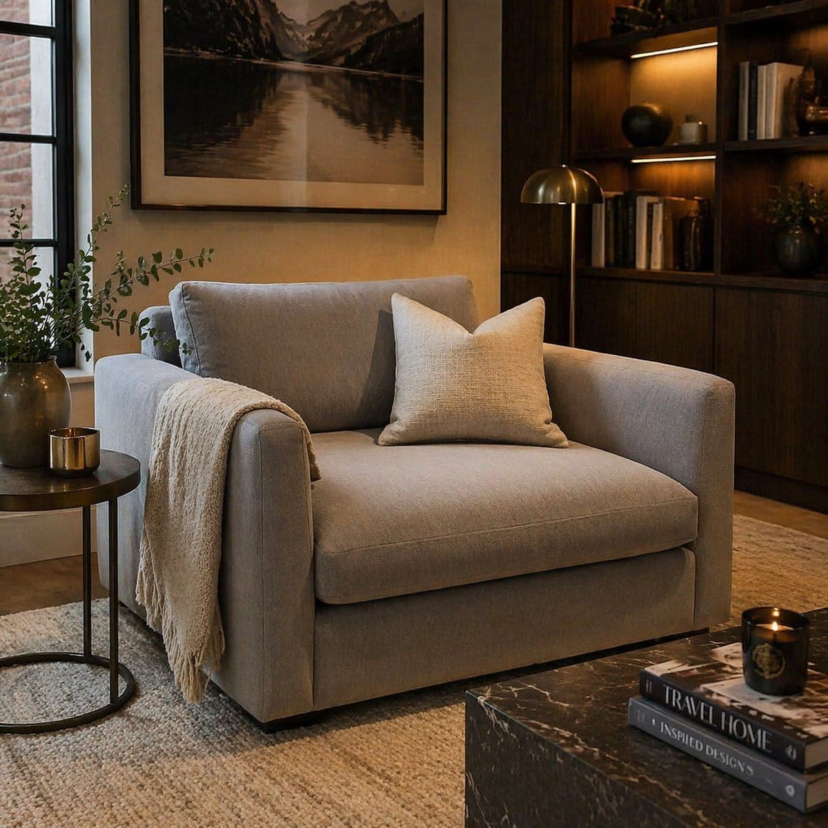 MCM Oversized Gray Upholstered Accent Chair - Sleeper (Pull Out Bed)