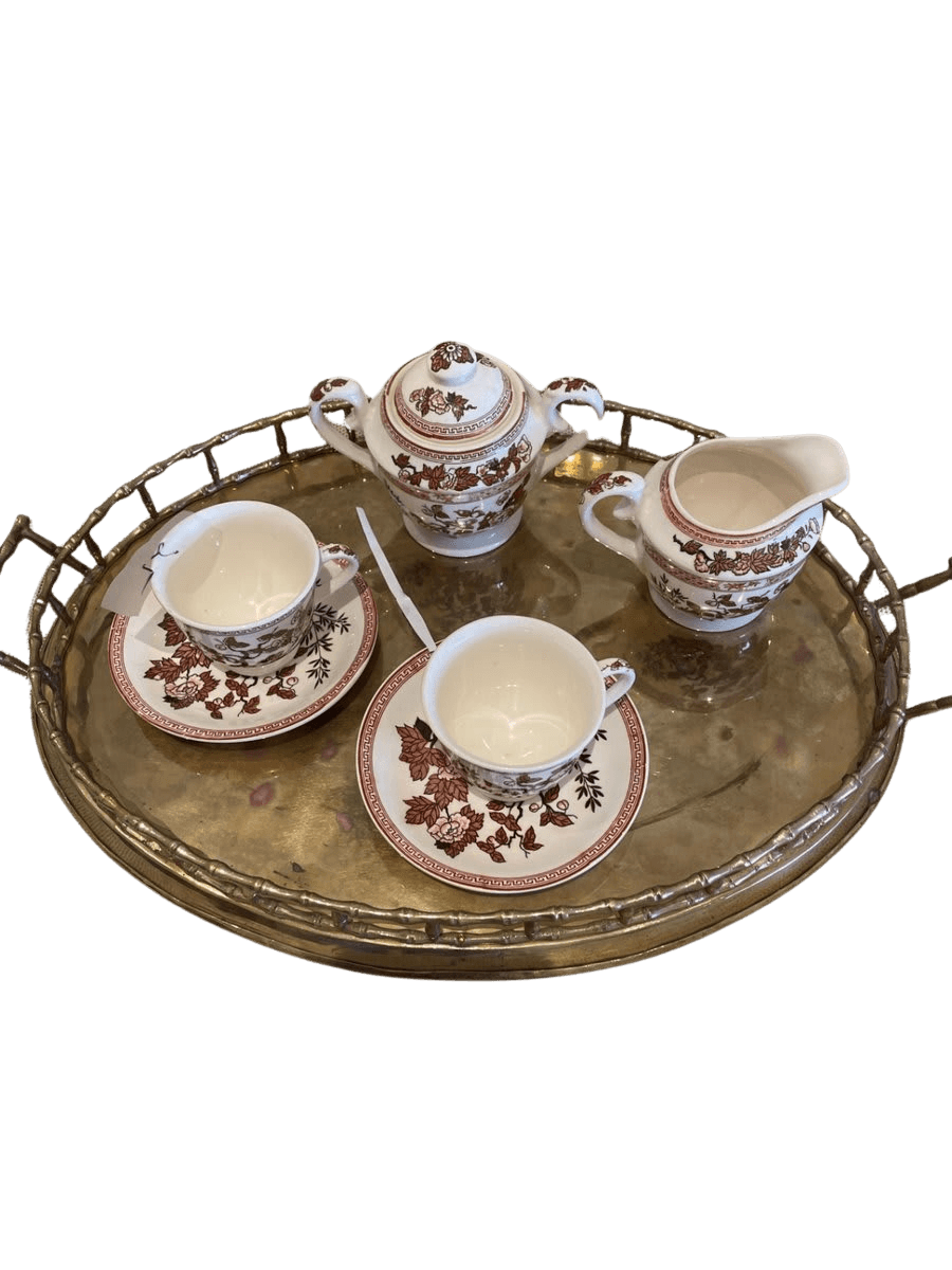 Vintage Brown Transferware Miniature Tea Set (tray not included) - photo 1