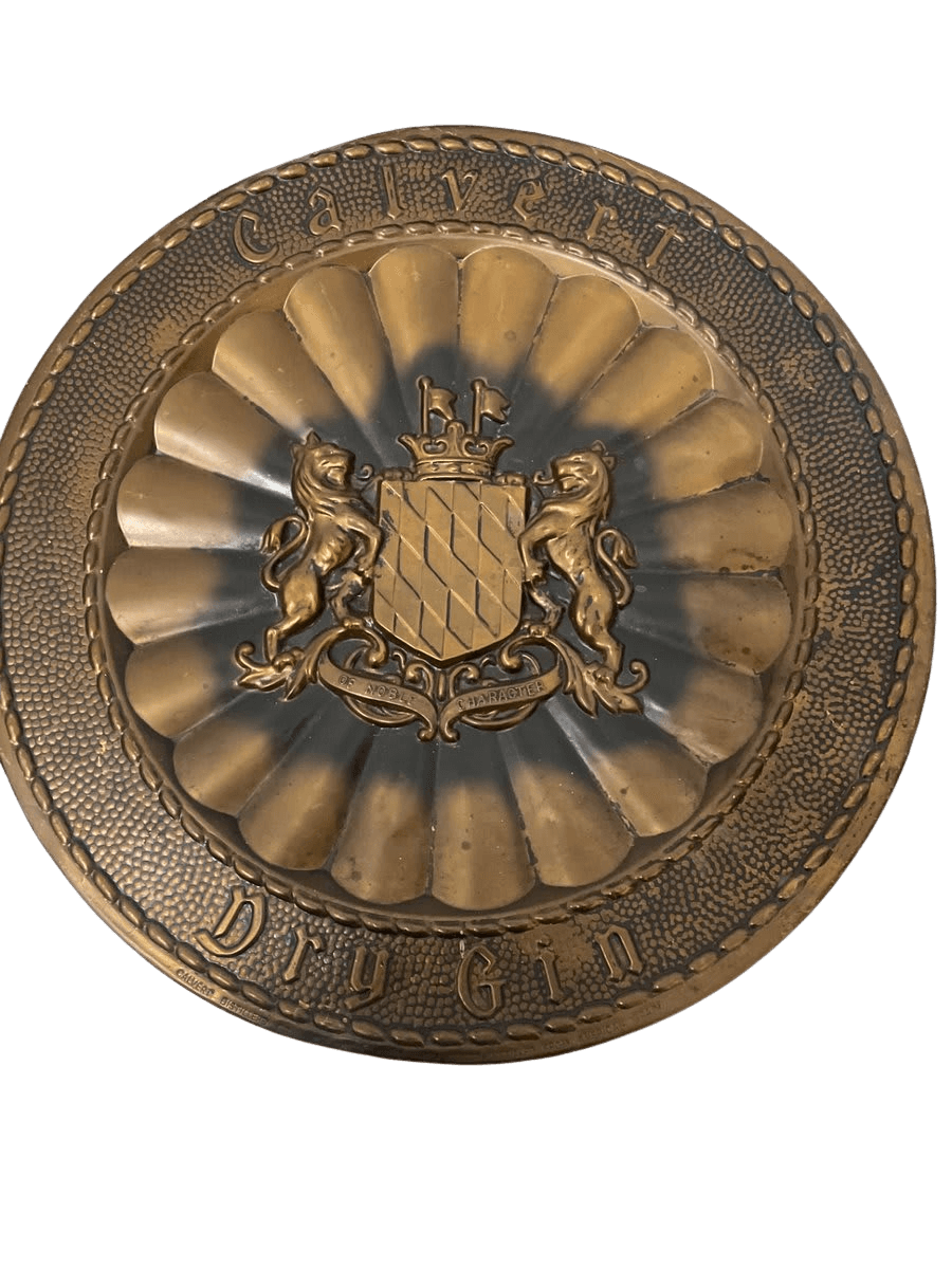 Calvert Dry Gin Brass Advertising Medallion/Ashtray - photo 1