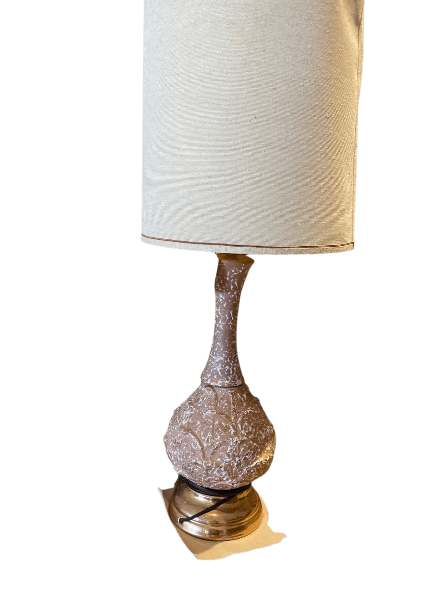 Mid-Century Modern Ceramic Table Lamp with Brass Base