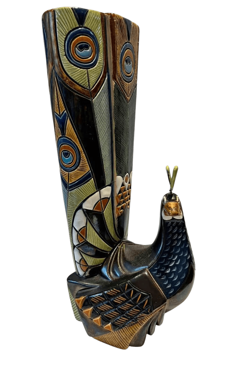 Riconada Ceramic Peacock Vase