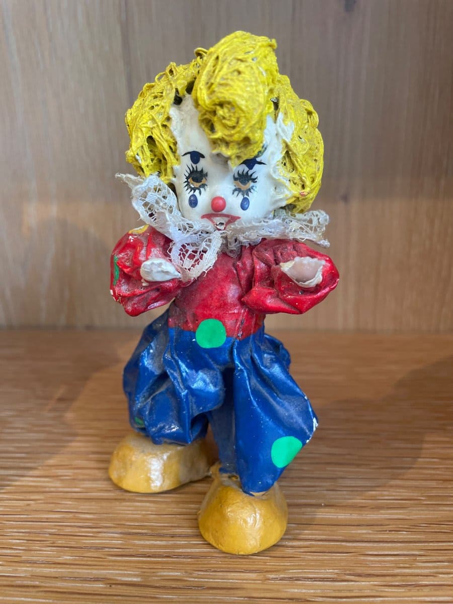 Vintage Miniature Clown Figurine with Yellow Hair - photo 1