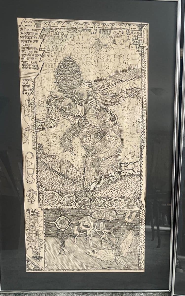Jack Carlton 1969 Framed Indian Astrological/Tantric Art Print - Signed