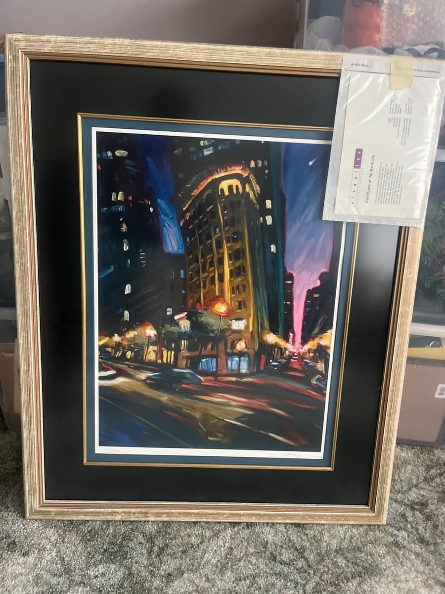 James Stagg “Market and Sutter at Night” serigraph. 112/140 Framed Limited Edition