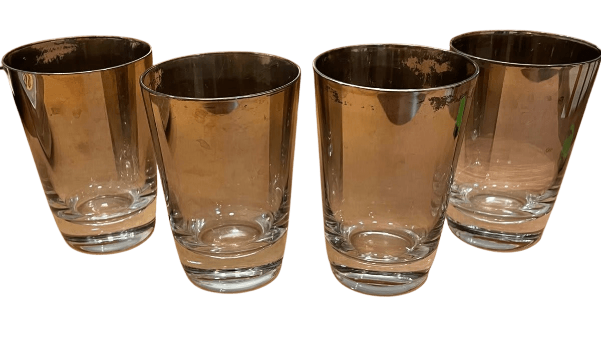 Silver Ombre Mercury Glass Cocktail Tumblers Set of 4