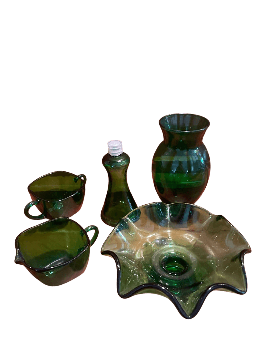 Vintage Green Depression Glass Collection (5 Pieces) - photo 1
