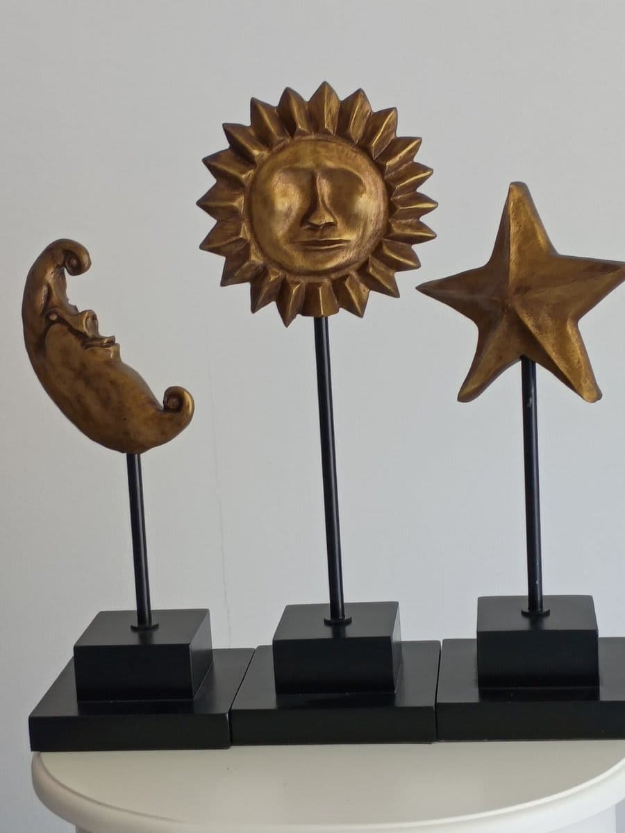 Bronze-Finish Sun Moon Star Celestial Sculpture Set - photo 1