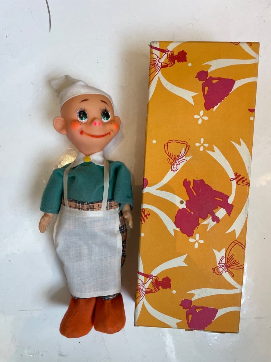 Vintage Celluloid Chef Doll with Original Box
