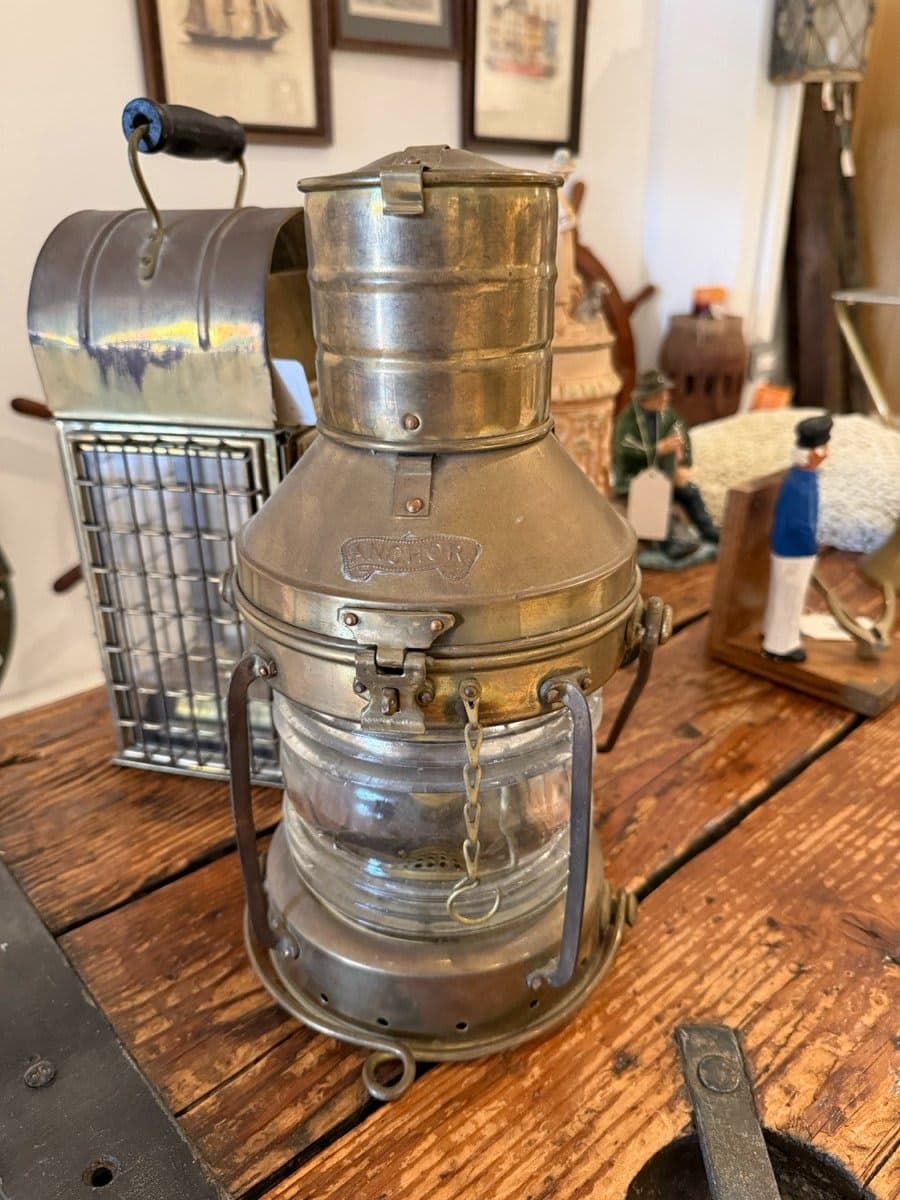 Vintage Brass Maritime Anchor Lantern - photo 1