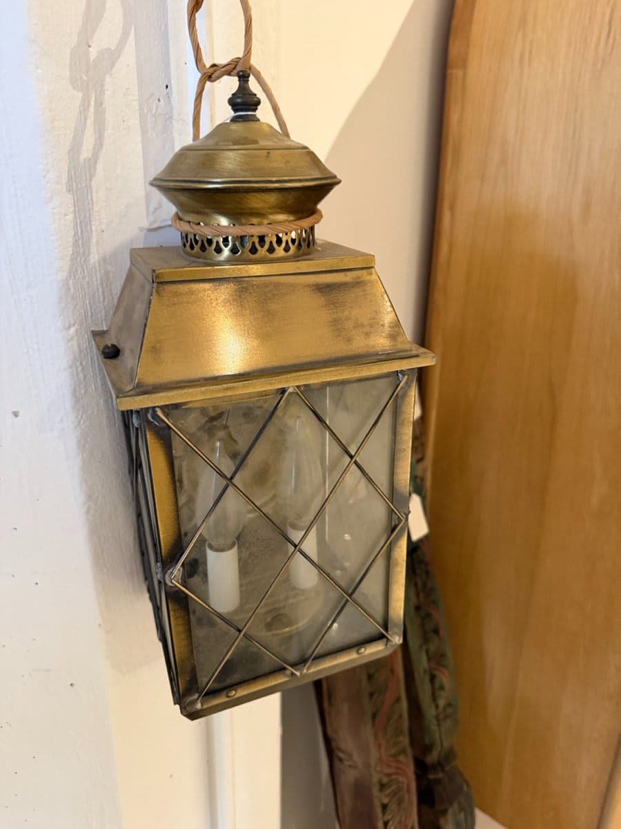 Vintage Brass Hanging Lantern Pendant Light - photo 1