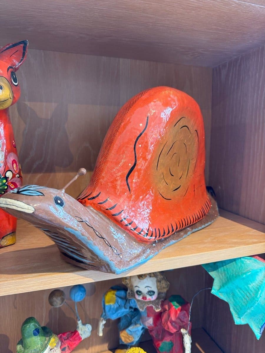 Hand-Painted Paper Mache Snail Figurine - photo 1