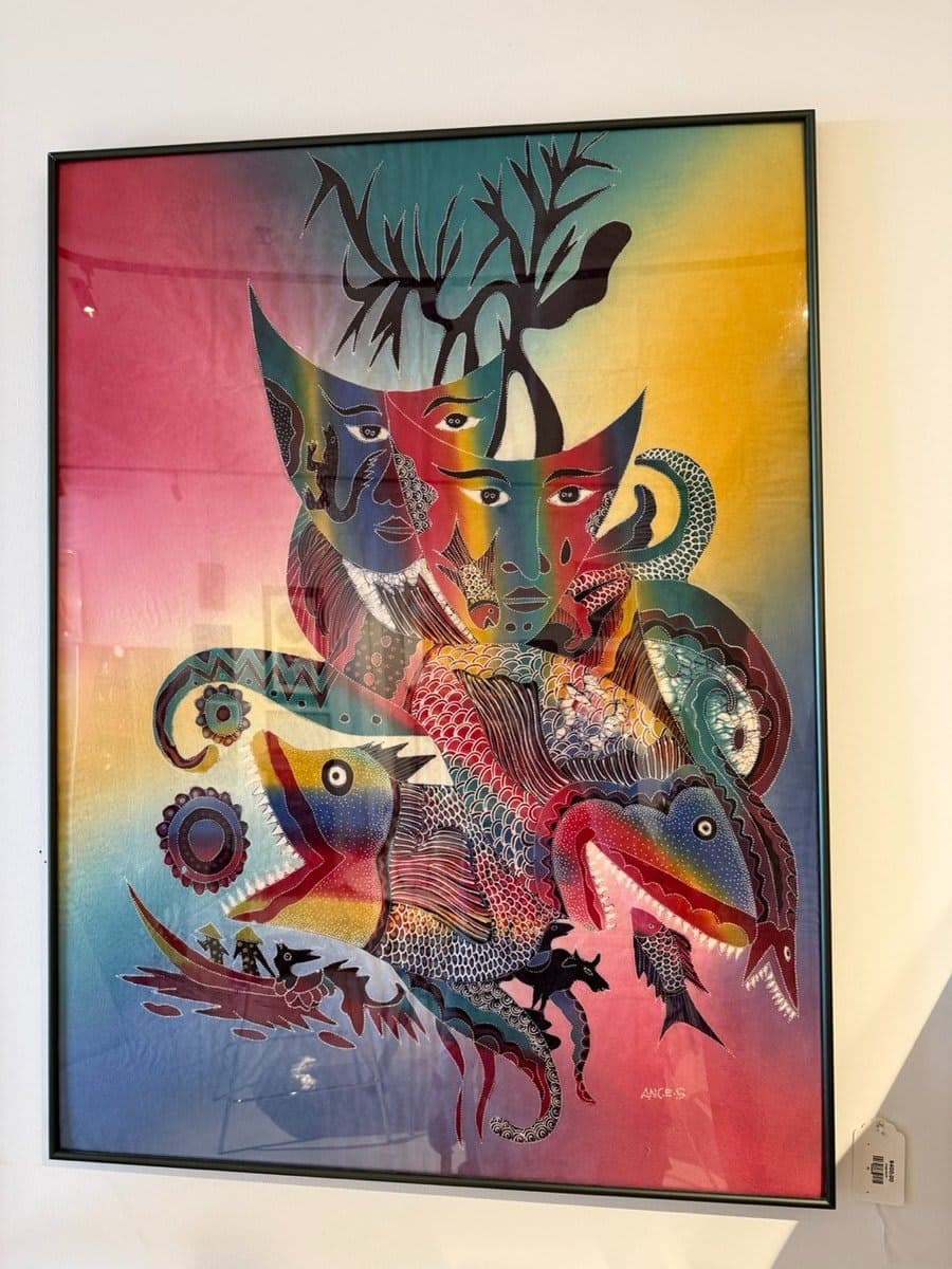 Framed Ancis Art – Mythological Figures with Fish & Serpent - photo 1