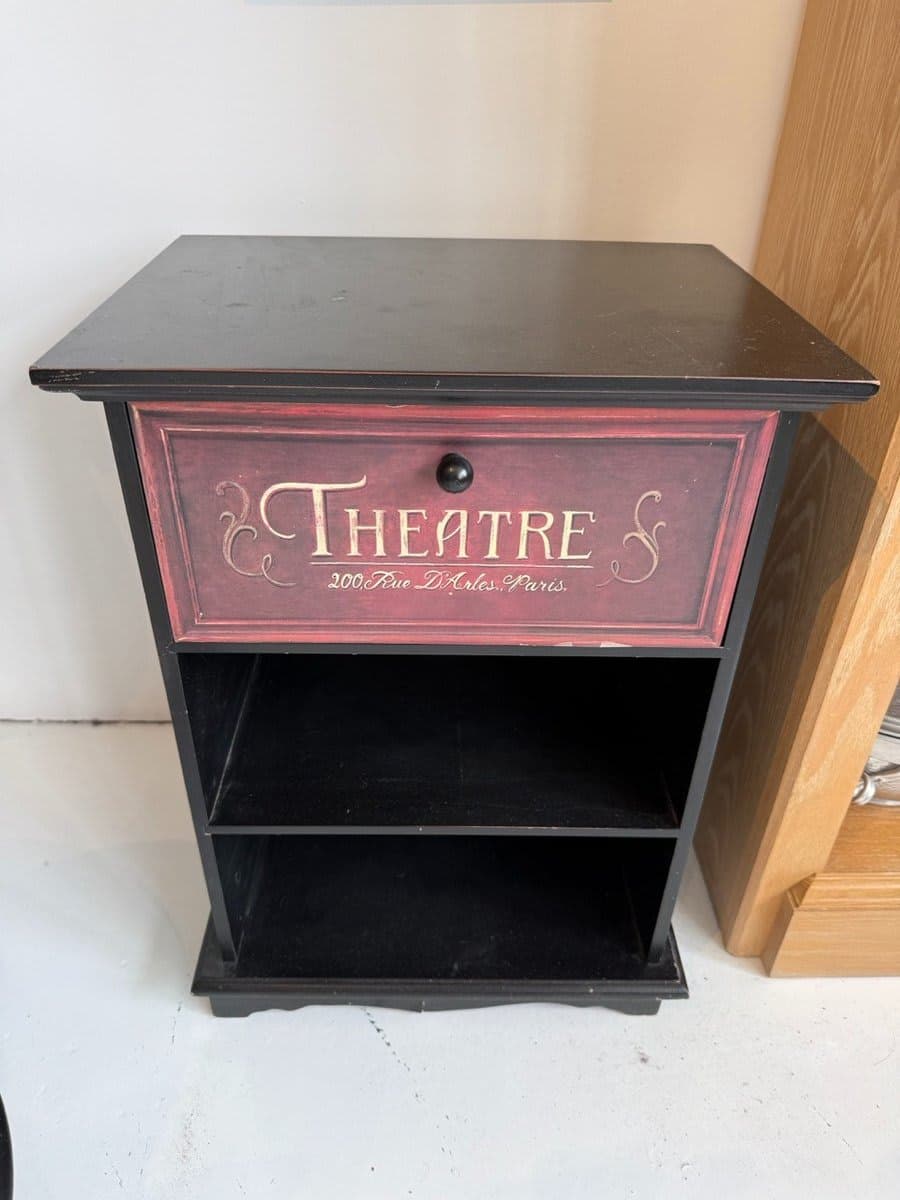 Theatre Paris Themed Black & Red Side Table with Drawer - photo 1