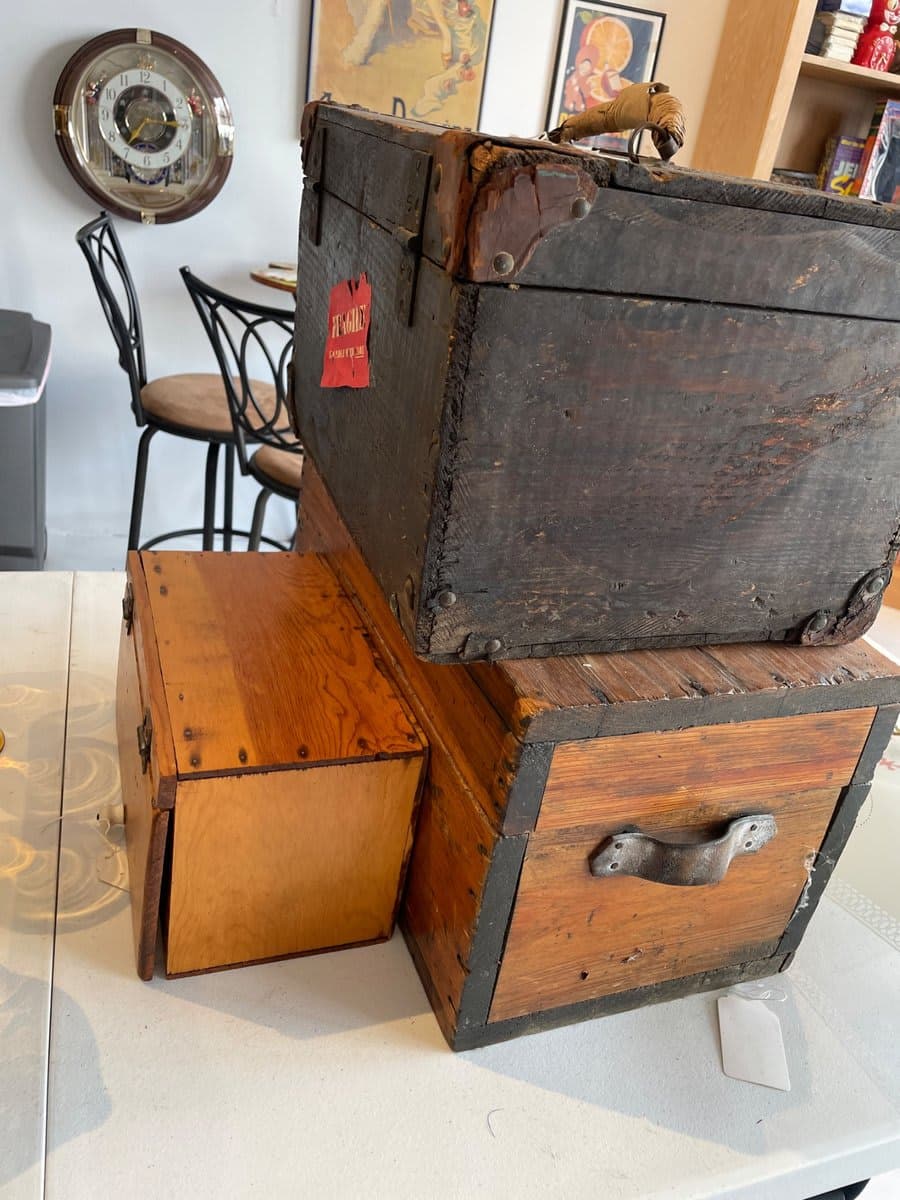 Antique Stacked Trunk & Box Collection (3 Pieces) - photo 1