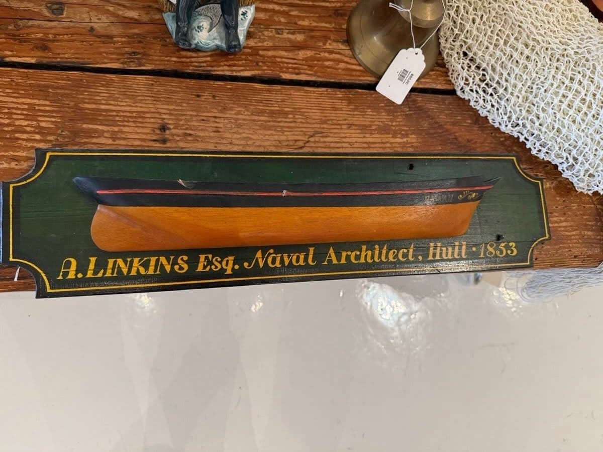 Antique Ship Half Hull Model - A. Linkins Esq. Naval Architect Hull 1853 - photo 1