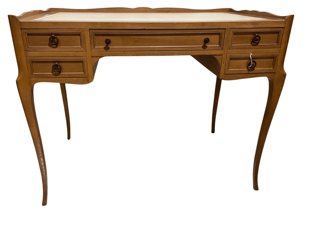 French Provincial Louis XV Style Writing Desk with Leather Top - photo 1