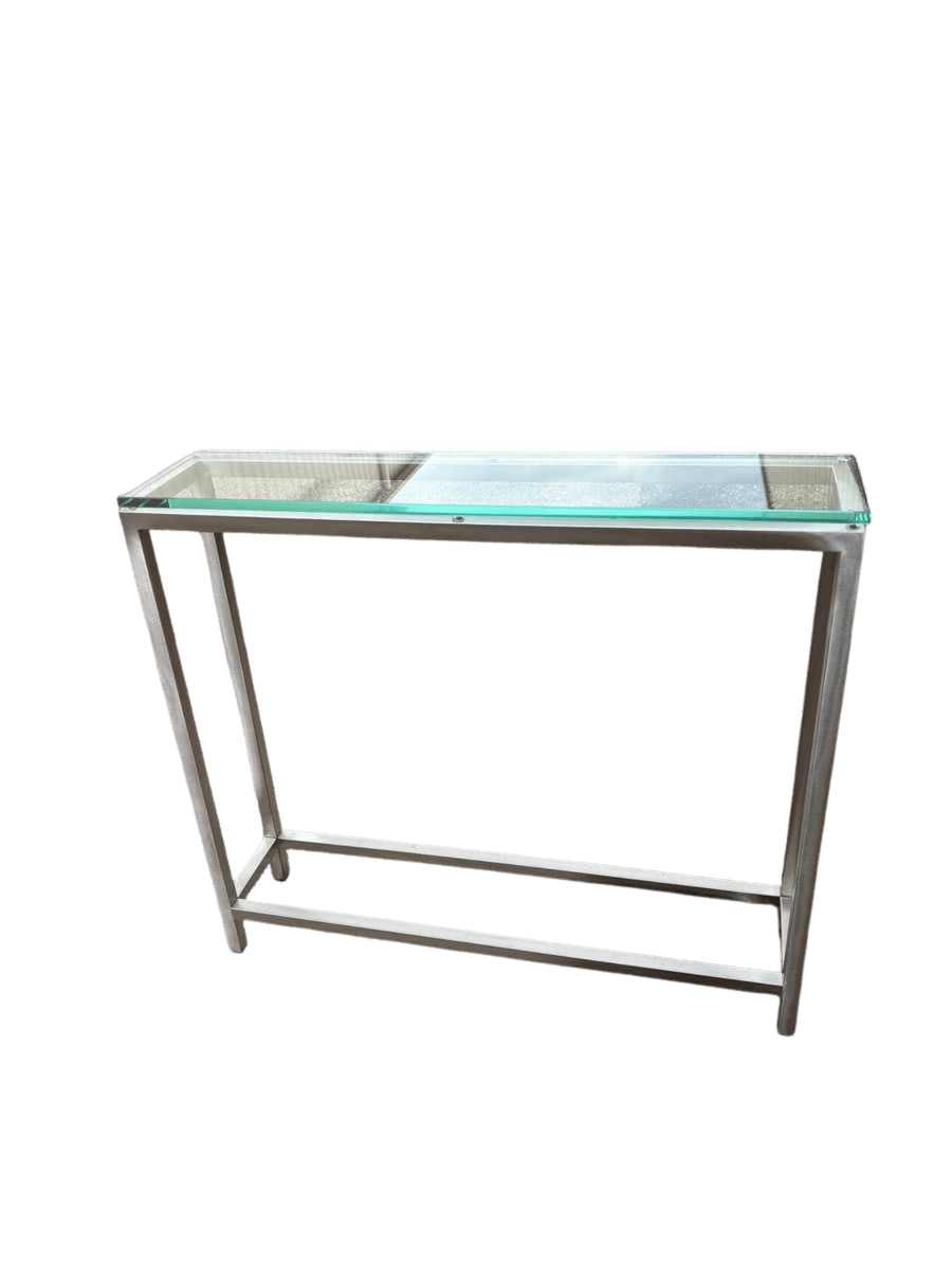 Glass Top Console Table with Stainless Steel Frame - photo 1