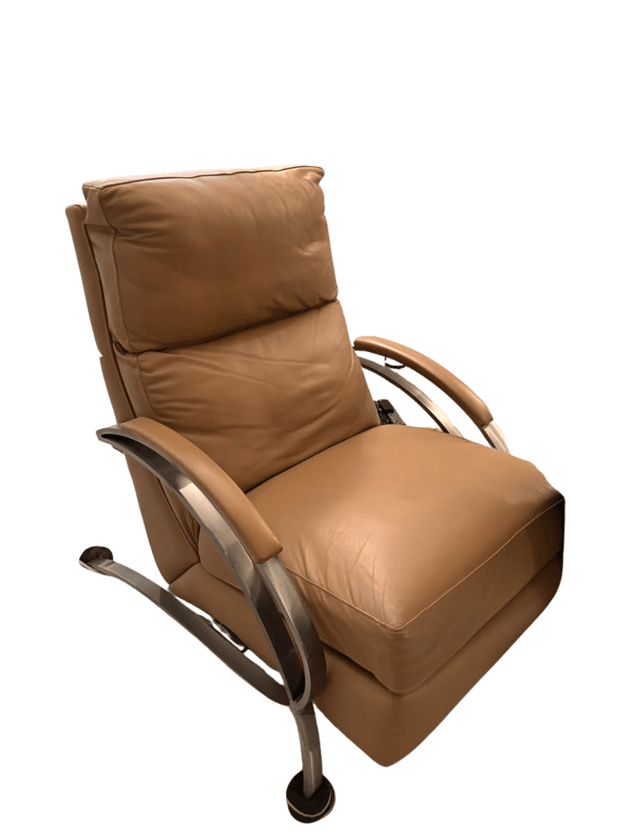 Modern Leather Recliner Chair with Chrome Base