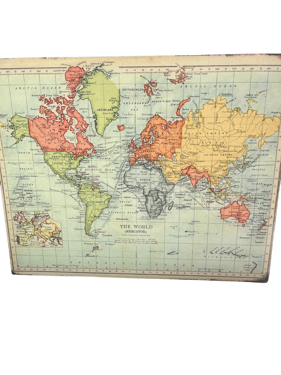 Vintage Mercator World Map Print on Metal/Board - photo 1