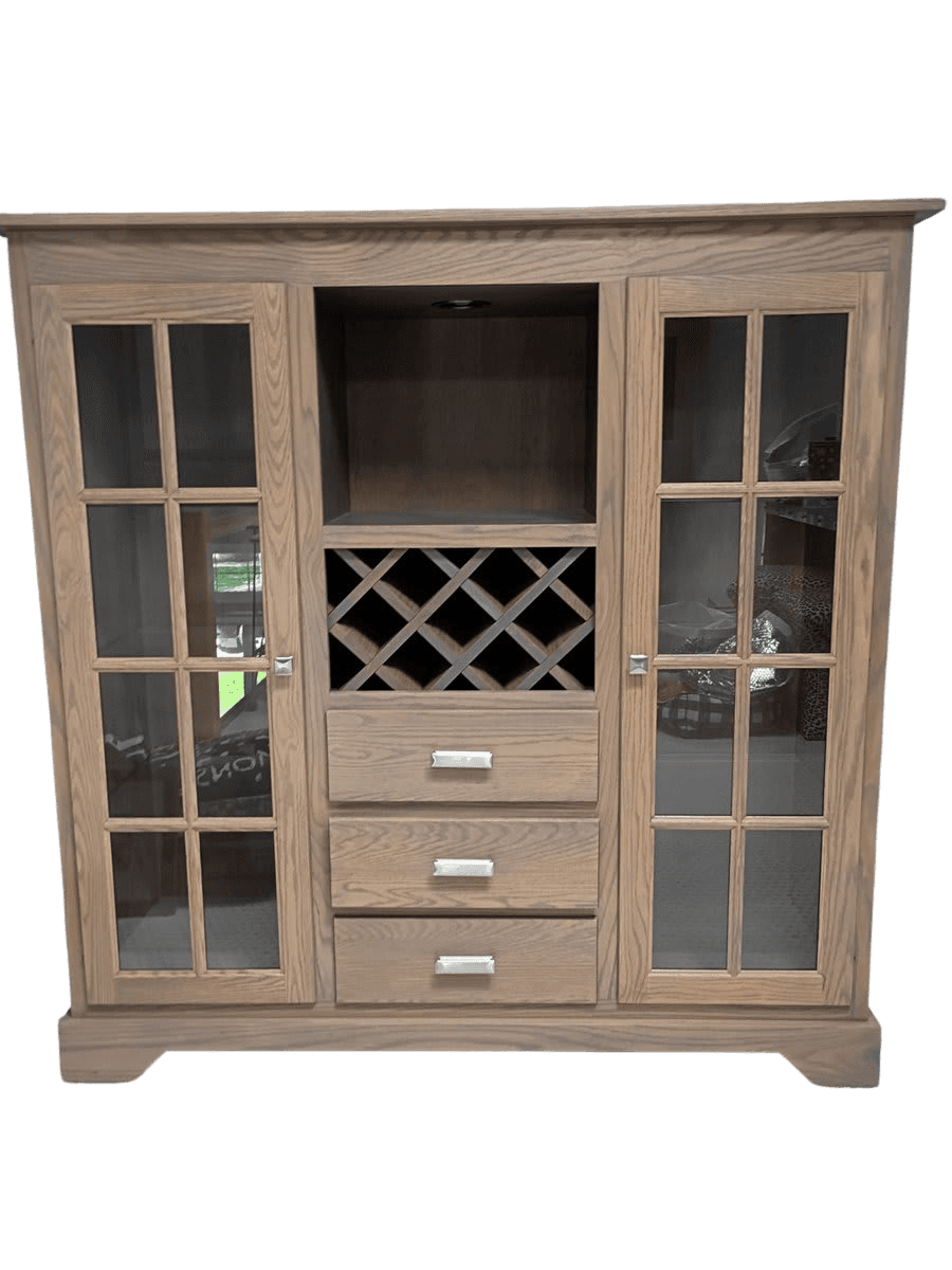 Oak Wine Bar Cabinet with Glass Doors - photo 1