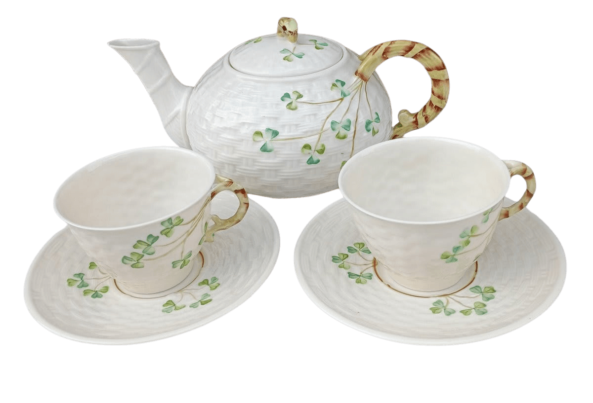 Belleek Irish Porcelain Shamrock Tea Set - photo 1