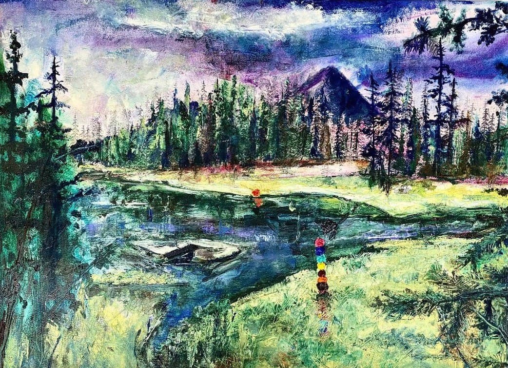 Kevin Blake artwork, Cairn, 22” x 30” oil on paper