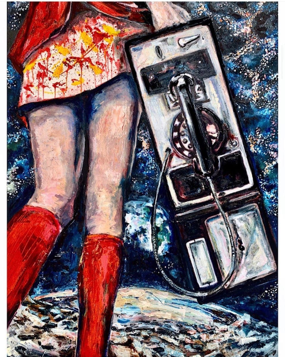 Kevin Blake artwork, With All The Rattles in Her Cage, 12” x 16”, mixed media collage on paper $1500
