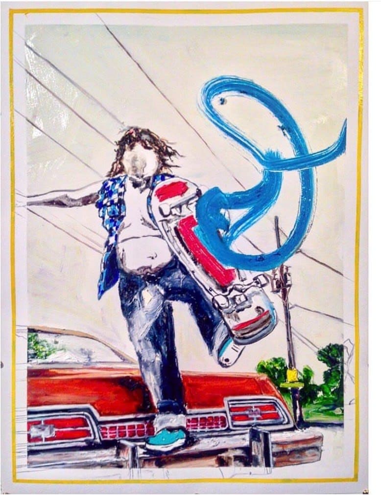 Kevin Blake Art, Lumpen Brood of Circumcentric Mega-Cycles 22” x 30” Oil on paper $1500