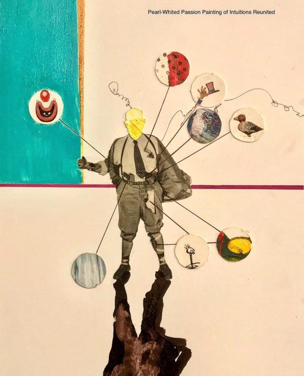 Kevin Blake art Pearl-Whitted Passion Painting of Intuitions Reunited 16” x 20”