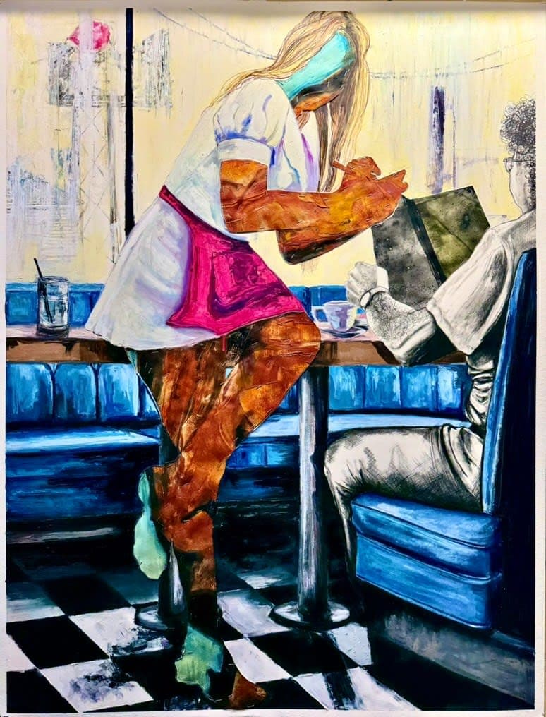 The Touching Reminiscence of an Incomplete Trail 39” x 50” Mixed media